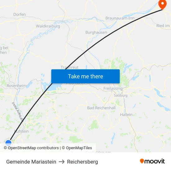 Gemeinde Mariastein to Reichersberg map