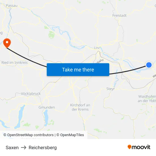 Saxen to Reichersberg map