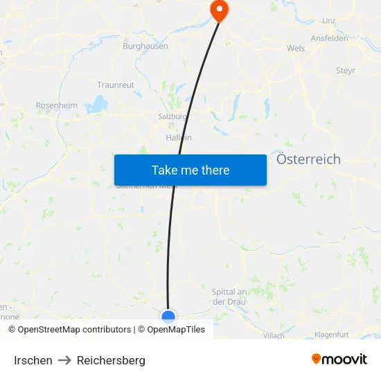 Irschen to Reichersberg map