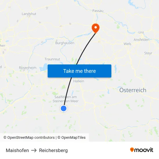 Maishofen to Reichersberg map