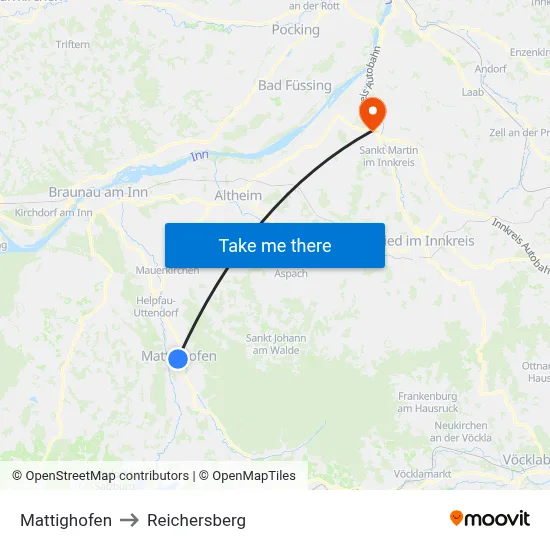 Mattighofen to Reichersberg map