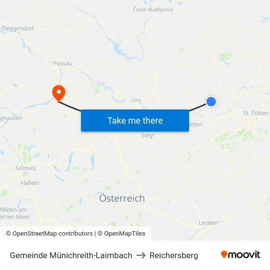 Gemeinde Münichreith-Laimbach to Reichersberg map