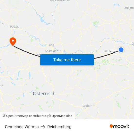 Gemeinde Würmla to Reichersberg map