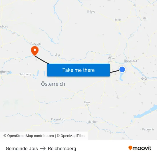 Gemeinde Jois to Reichersberg map