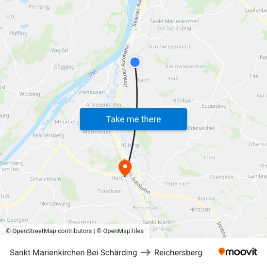 Sankt Marienkirchen Bei Schärding to Reichersberg map