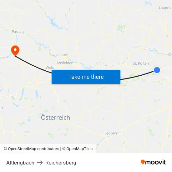 Altlengbach to Reichersberg map