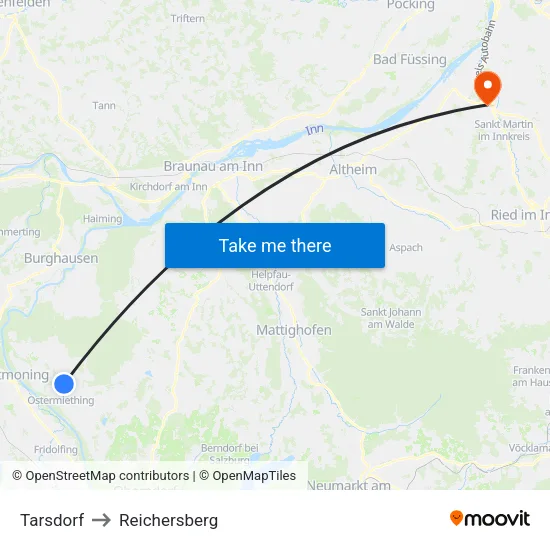 Tarsdorf to Reichersberg map