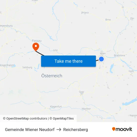 Gemeinde Wiener Neudorf to Reichersberg map
