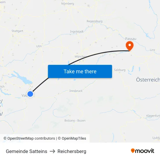 Gemeinde Satteins to Reichersberg map