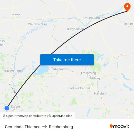 Gemeinde Thiersee to Reichersberg map