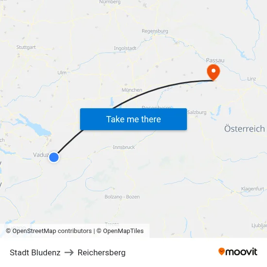 Stadt Bludenz to Reichersberg map