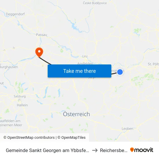 Gemeinde Sankt Georgen am Ybbsfelde to Reichersberg map