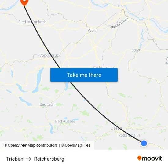 Trieben to Reichersberg map