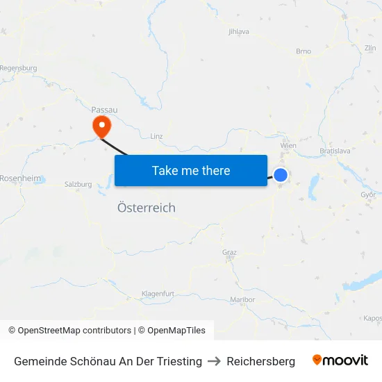 Gemeinde Schönau An Der Triesting to Reichersberg map