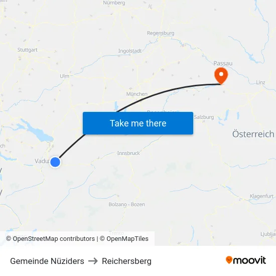 Gemeinde Nüziders to Reichersberg map