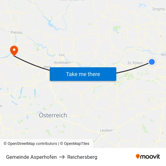 Gemeinde Asperhofen to Reichersberg map