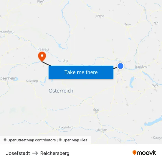 Josefstadt to Reichersberg map