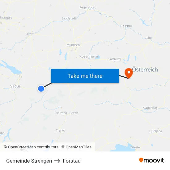 Gemeinde Strengen to Forstau map