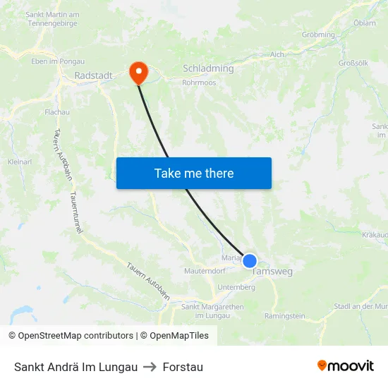 Sankt Andrä Im Lungau to Forstau map