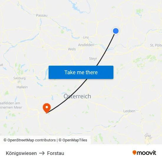Königswiesen to Forstau map