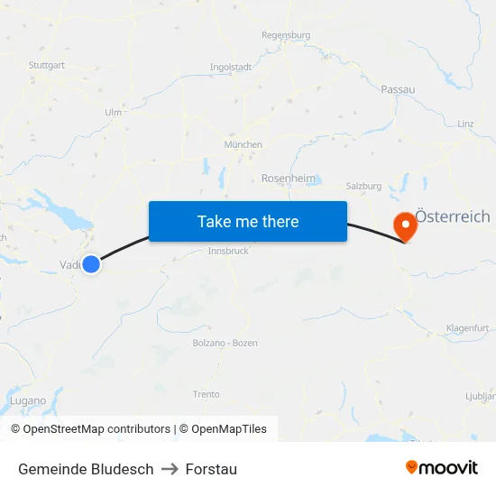 Gemeinde Bludesch to Forstau map