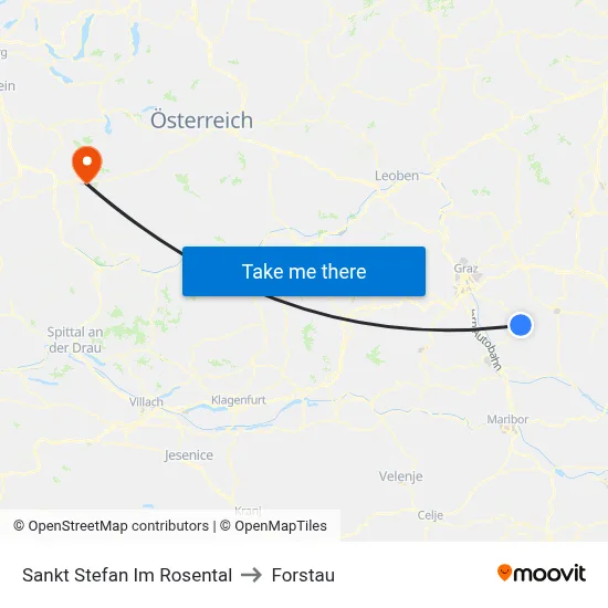 Sankt Stefan Im Rosental to Forstau map
