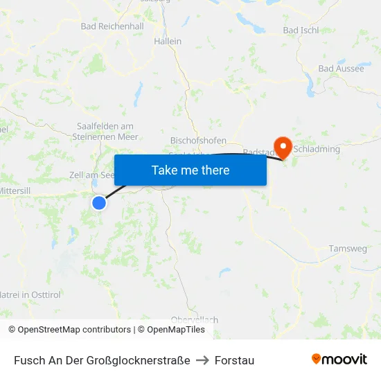 Fusch An Der Großglocknerstraße to Forstau map