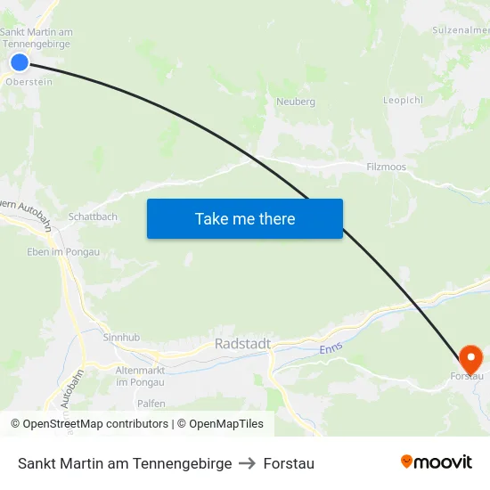 Sankt Martin am Tennengebirge to Forstau map