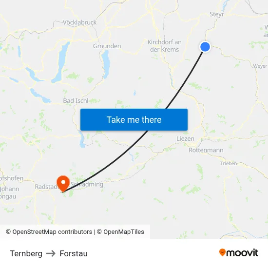 Ternberg to Forstau map