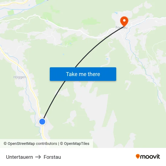 Untertauern to Forstau map