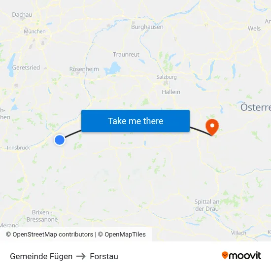Gemeinde Fügen to Forstau map