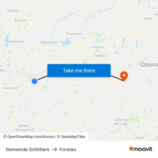 Gemeinde Schlitters to Forstau map