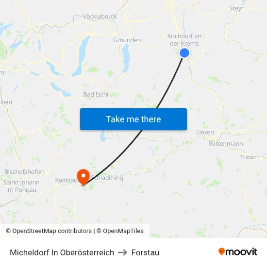 Micheldorf In Oberösterreich to Forstau map