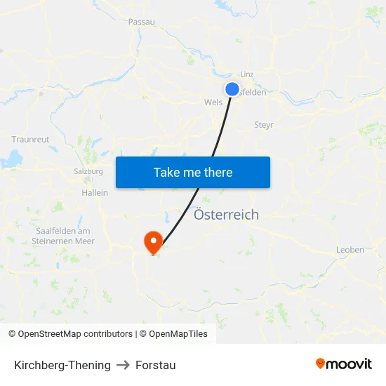 Kirchberg-Thening to Forstau map