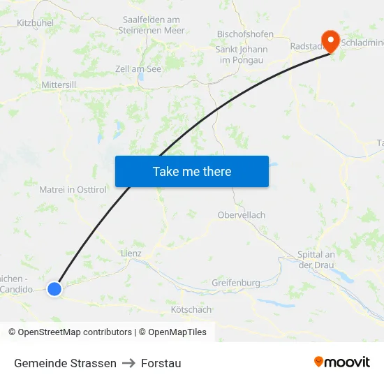 Gemeinde Strassen to Forstau map