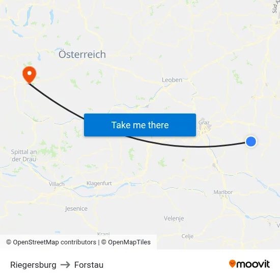 Riegersburg to Forstau map