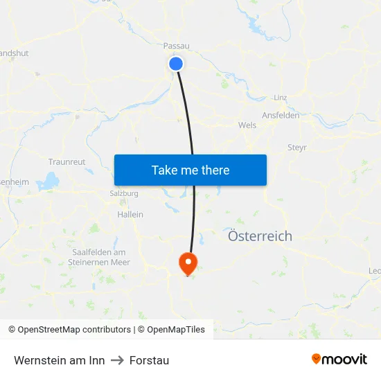 Wernstein am Inn to Forstau map