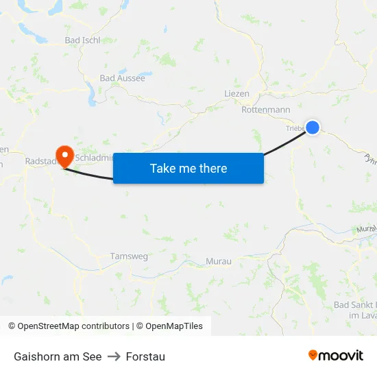 Gaishorn am See to Forstau map