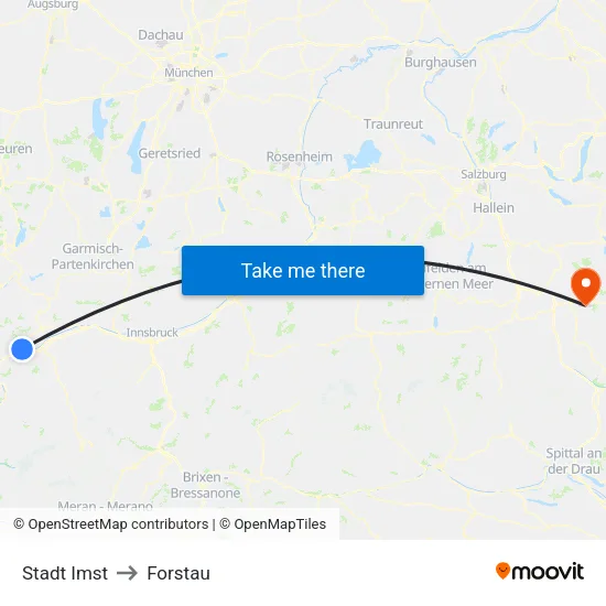 Stadt Imst to Forstau map