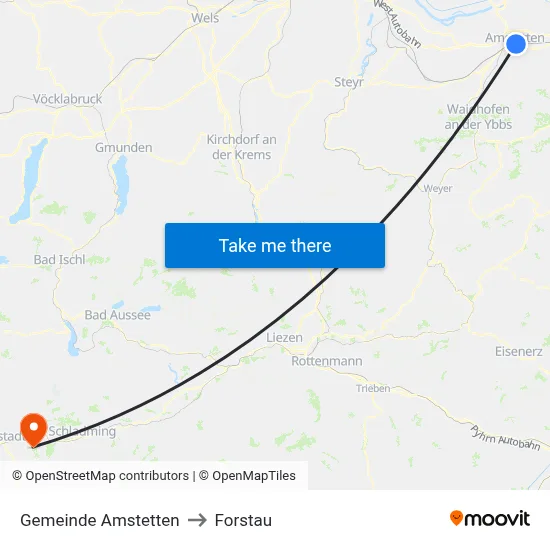 Gemeinde Amstetten to Forstau map