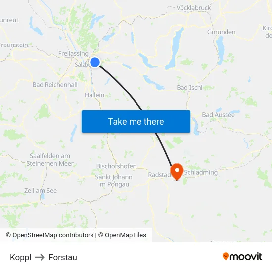 Koppl to Forstau map
