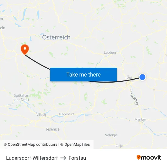 Ludersdorf-Wilfersdorf to Forstau map