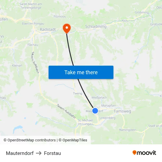 Mauterndorf to Forstau map