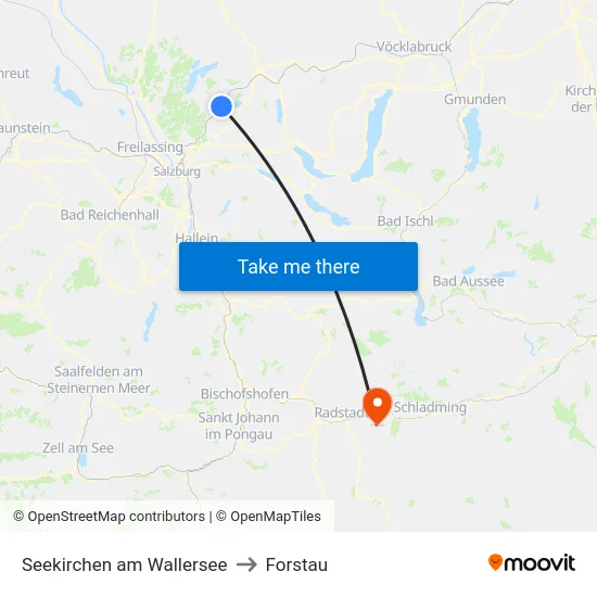 Seekirchen am Wallersee to Forstau map