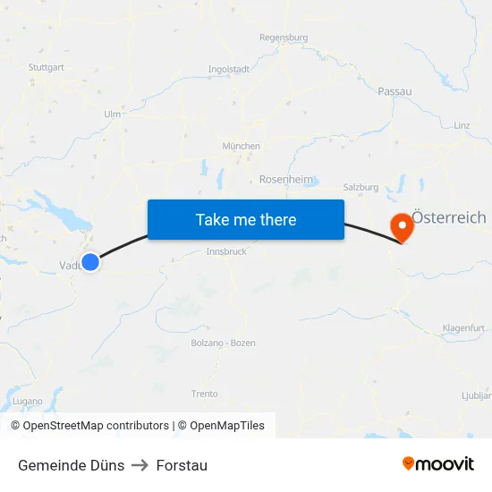 Gemeinde Düns to Forstau map