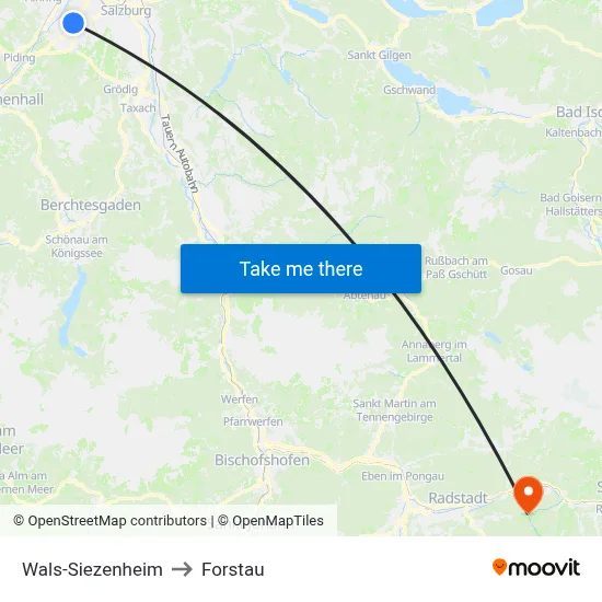 Wals-Siezenheim to Forstau map
