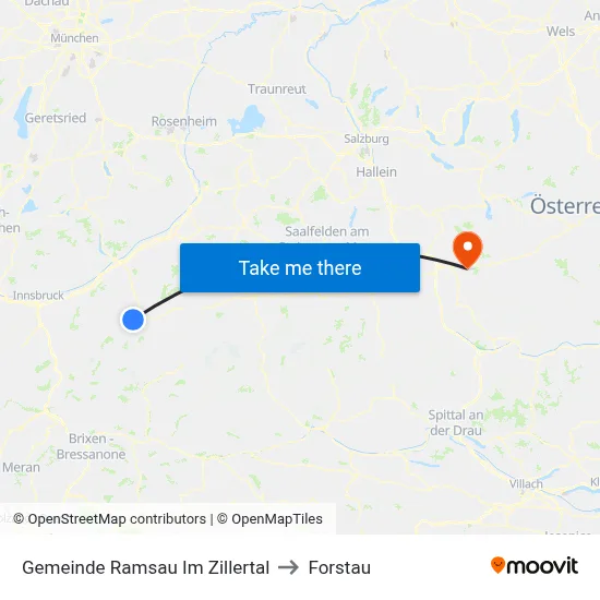 Gemeinde Ramsau Im Zillertal to Forstau map