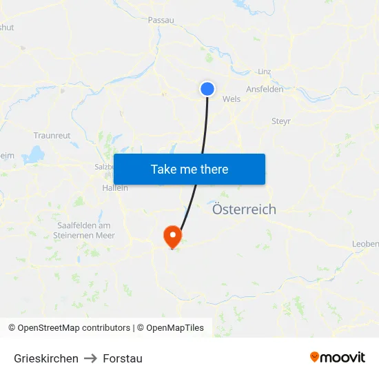 Grieskirchen to Forstau map