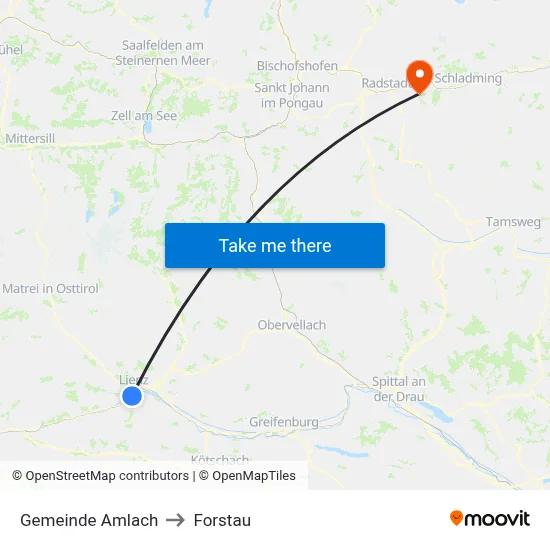 Gemeinde Amlach to Forstau map