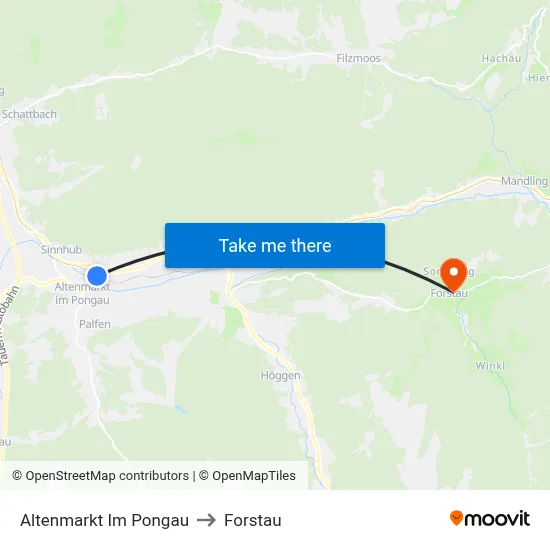 Altenmarkt Im Pongau to Forstau map
